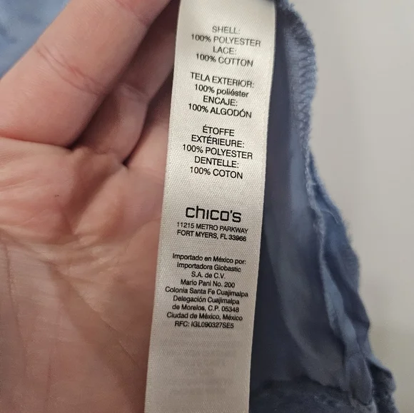 Chico's Blue Lace Trim Tank Top! - Picture 3 of 5